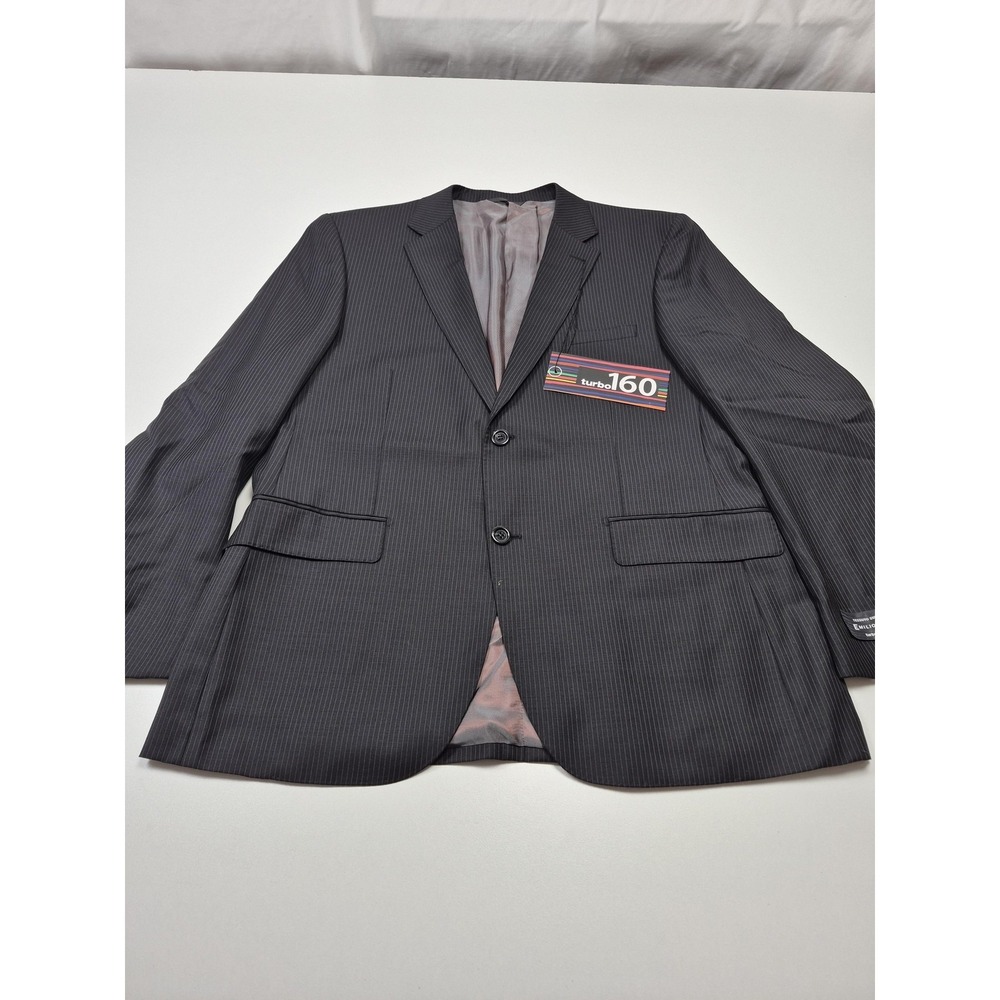 Emilio Ciro Blazer Mens 44S Black Pinstripe 100% Wool Slim Fit Jacket Sport Coat